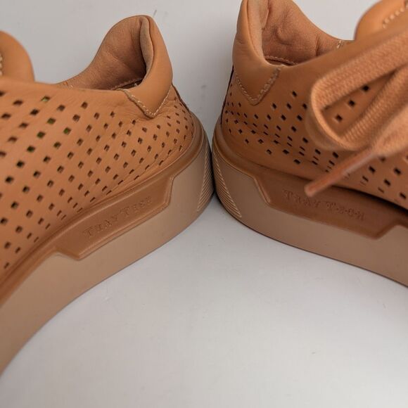 Ecco Street Tray Orange Tan Leather Perforated Sneakers Womens 8/8.5 US 39 EU - Picture 6 of 8